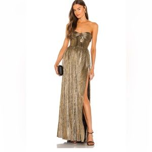 BRONX & BANCO FLORENCE STRAPLESS GOWN GOLD SIZE XS